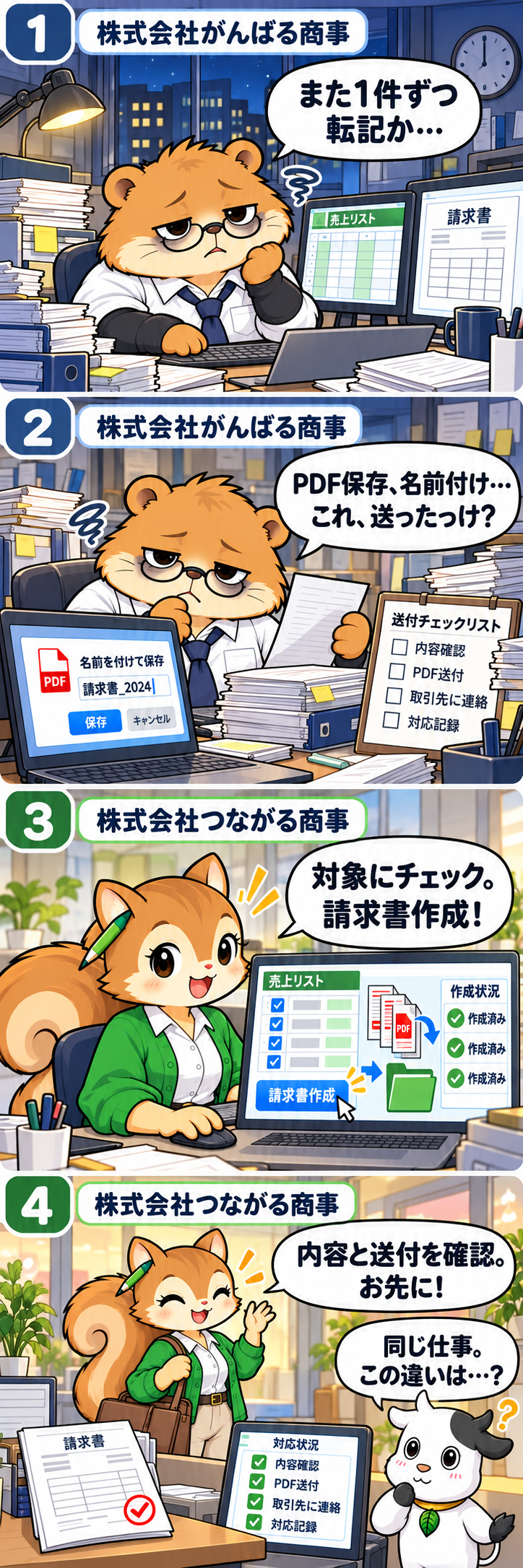 PC版と同じ4コマを、上から順に読むスマートフォン版。