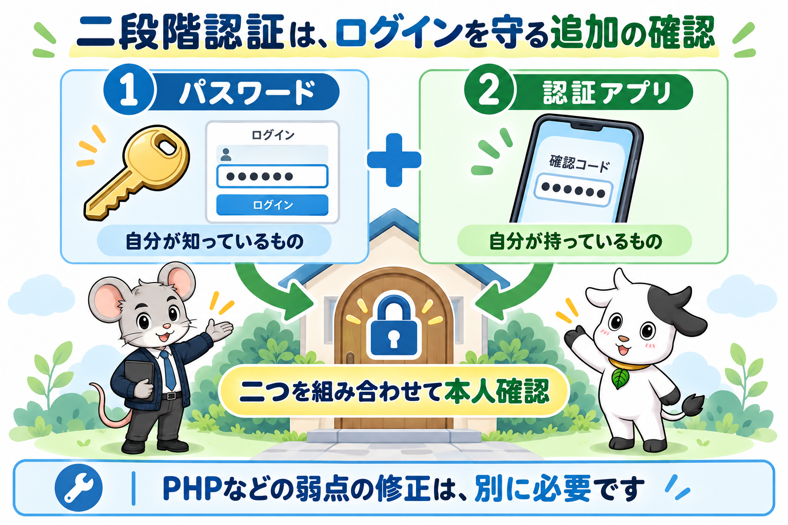 WordPressの二段階認証と家の鍵のたとえ：本文図解