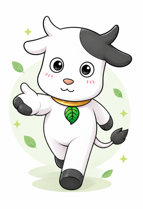 しごと改善商会の登場人物、いざな丑の全身イラスト。